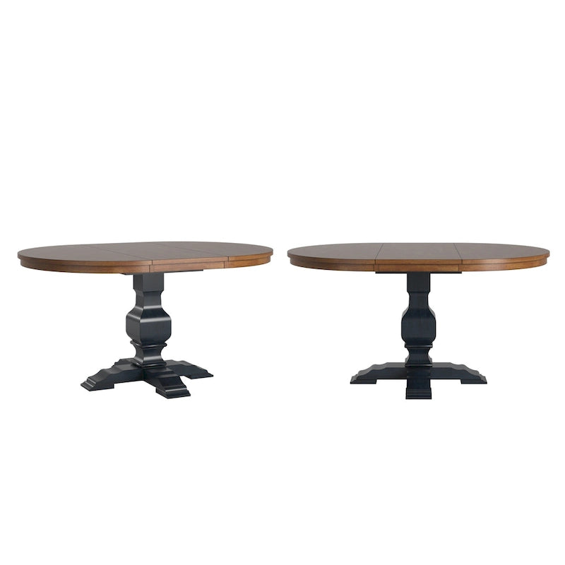 Two-Tone Oval Solid Wood Top Extending Dining Table