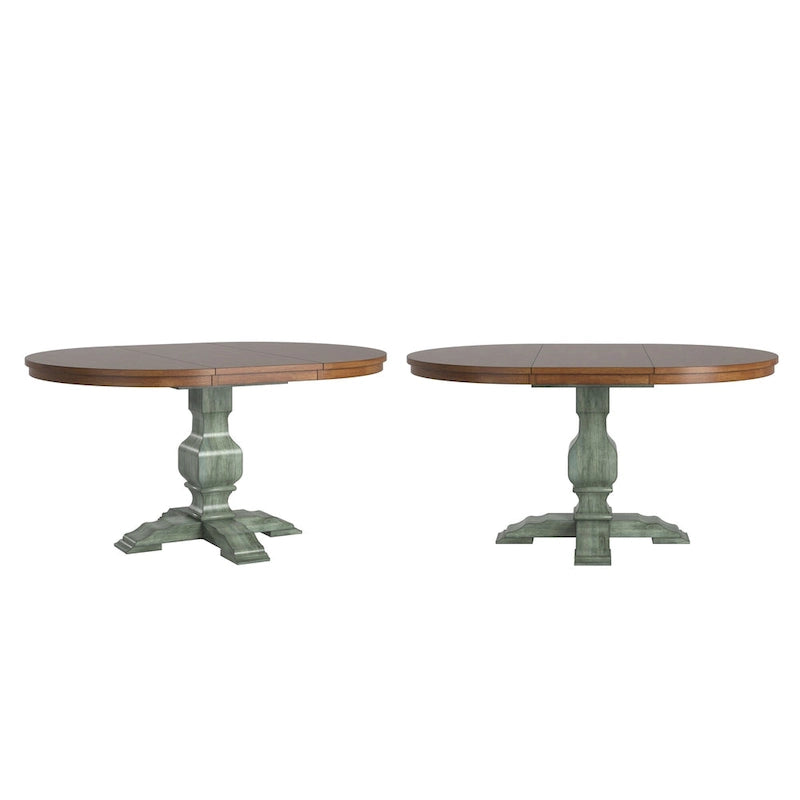Two-Tone Oval Solid Wood Top Extending Dining Table