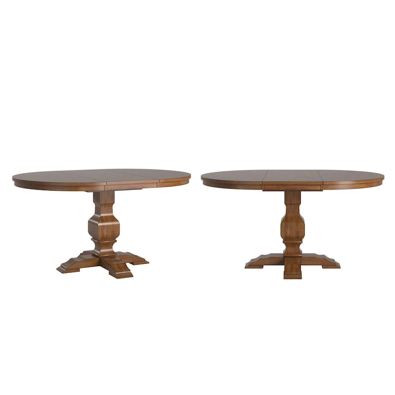 Two-Tone Oval Solid Wood Top Extending Dining Table