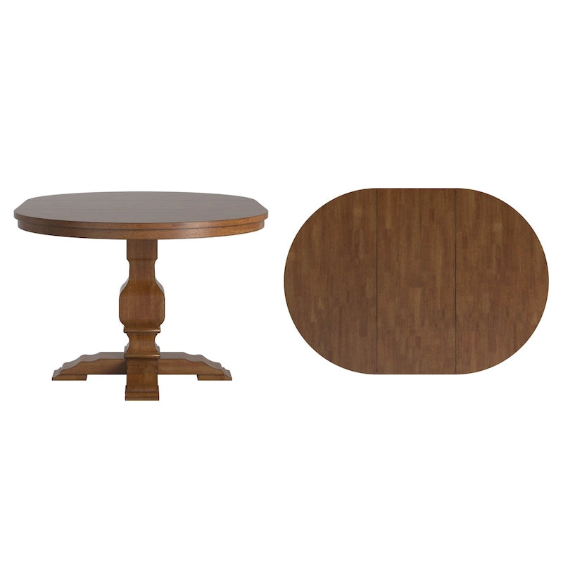 Two-Tone Oval Solid Wood Top Extending Dining Table