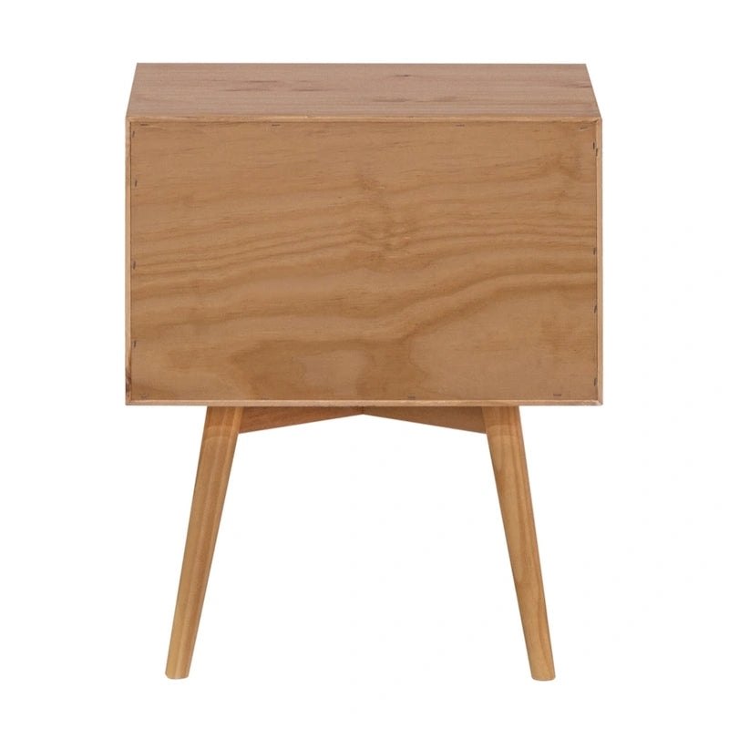 Mid-Century Solid Wood 2-Drawer Nightstands (Pair)