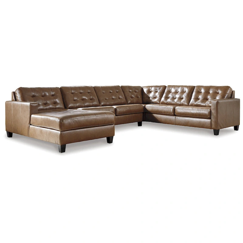 Brown 4-Piece Sectional Sofa with Chaise - 142W x 109D x 36H
