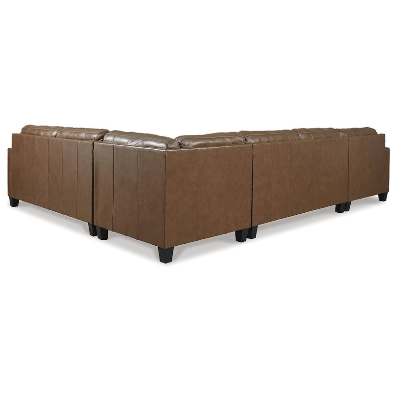 Brown 4-Piece Sectional Sofa with Chaise - 142W x 109D x 36H