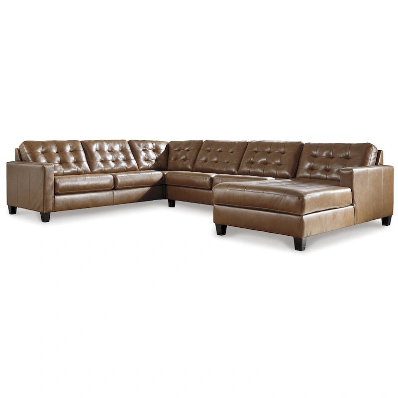 Brown 4-Piece Sectional Sofa with Chaise - 142W x 109D x 36H