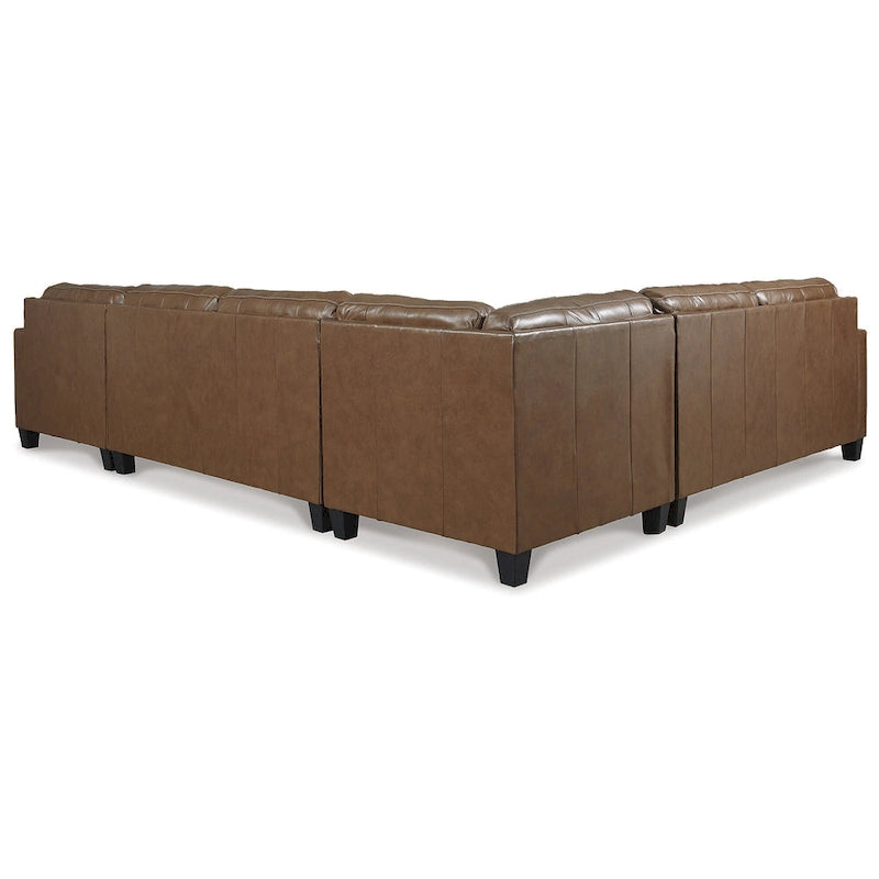 Brown 4-Piece Sectional Sofa with Chaise - 142W x 109D x 36H