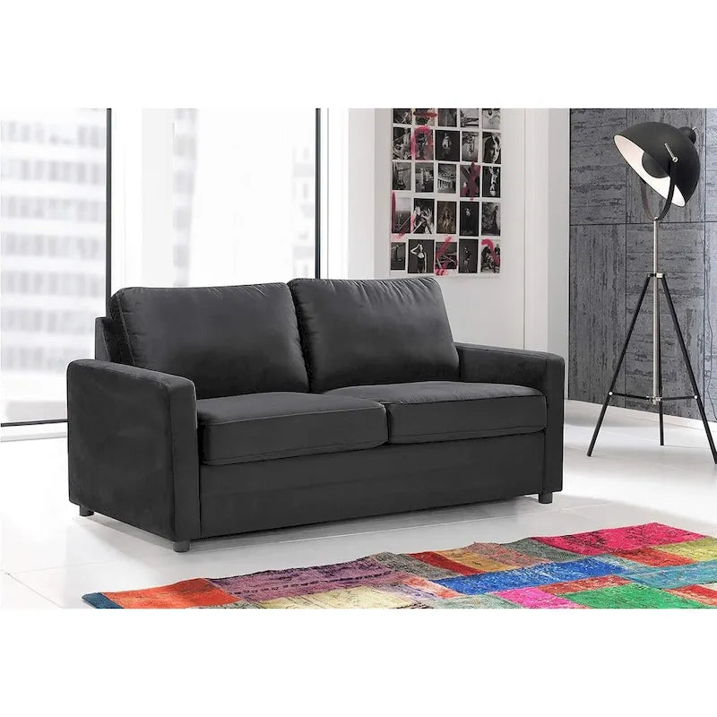 Velvet 70 inch Square Arms Sofa Bed