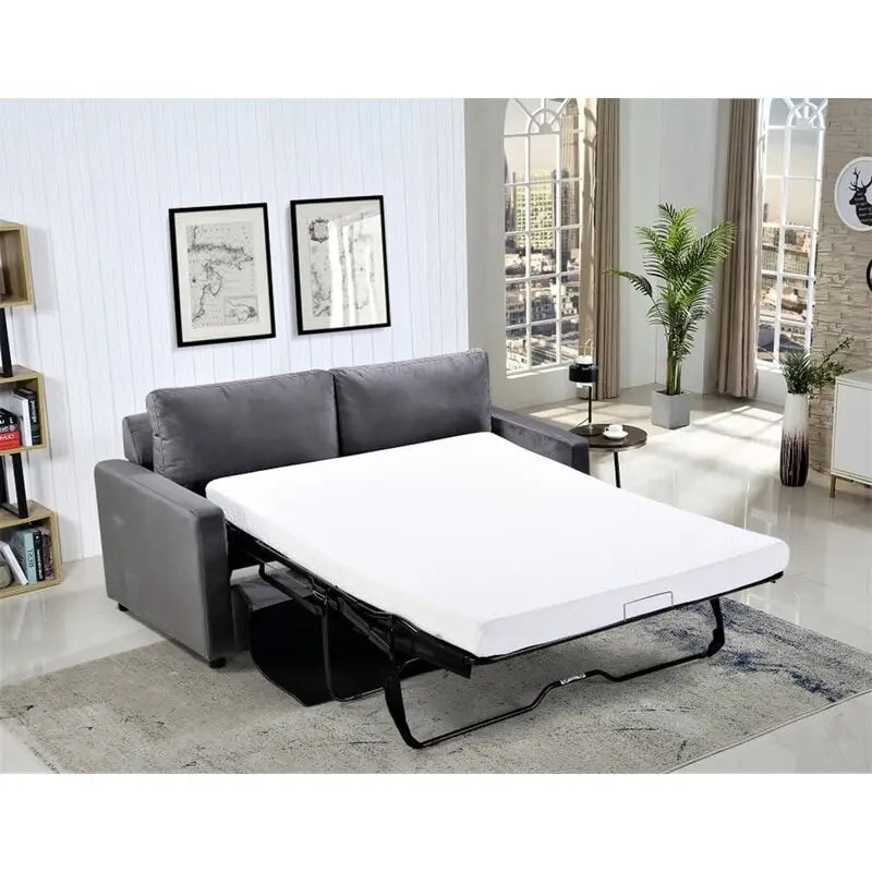 Velvet 70 inch Square Arms Sofa Bed