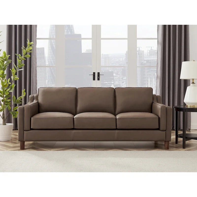 Feather/Memory Foam/Springs Top Grain Leather Sofa
