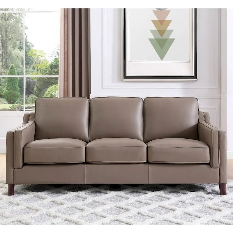 Feather/Memory Foam/Springs Top Grain Leather Sofa