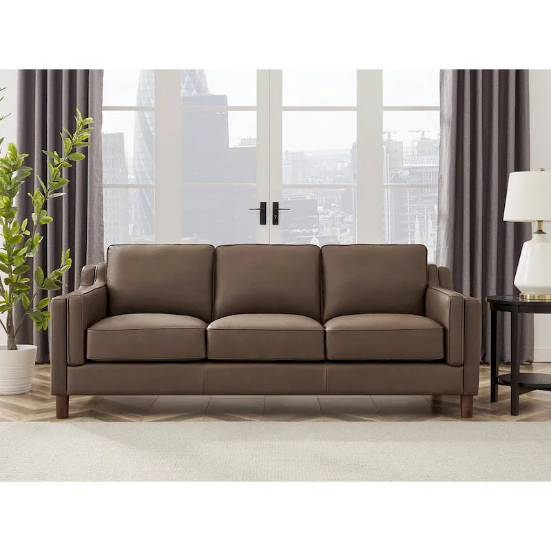 Feather/Memory Foam/Springs Top Grain Leather Sofa