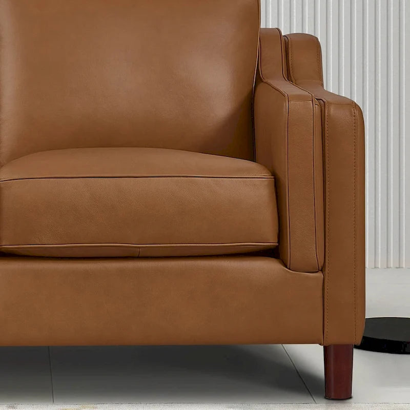 Feather/Memory Foam/Springs Top Grain Leather Sofa