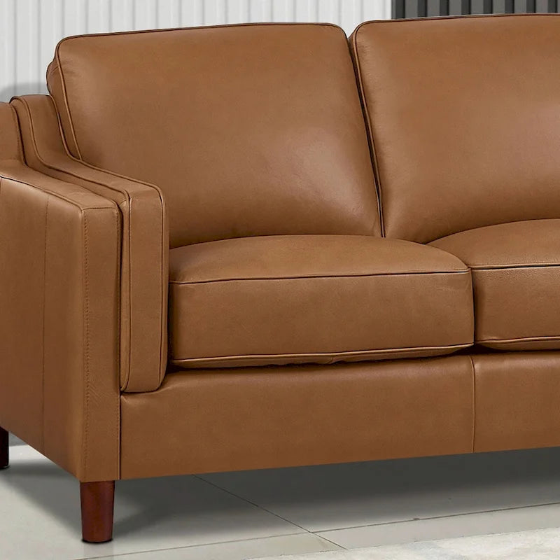 Feather/Memory Foam/Springs Top Grain Leather Sofa