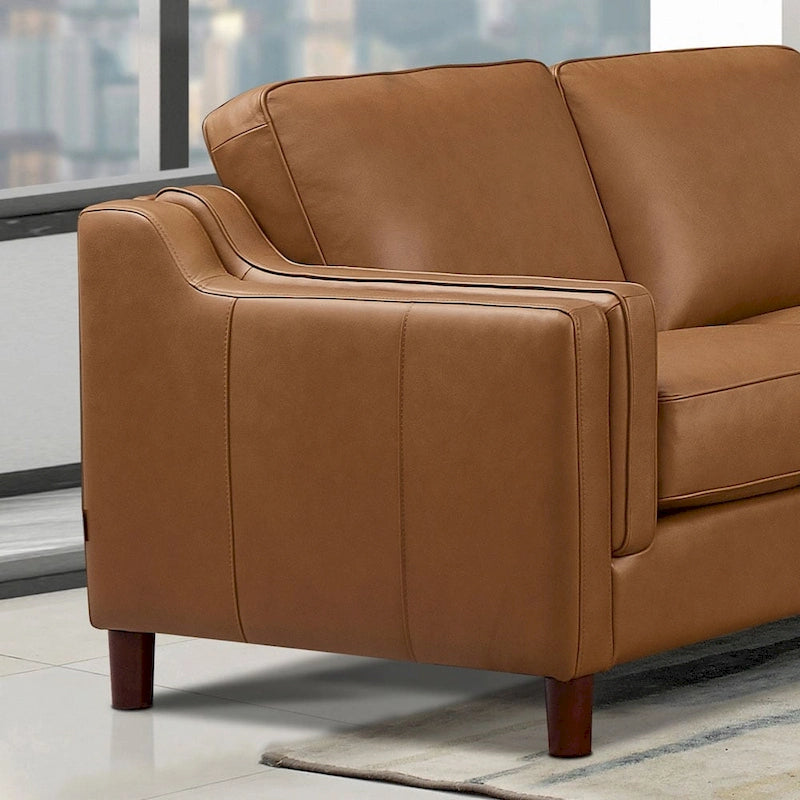 Feather/Memory Foam/Springs Top Grain Leather Sofa