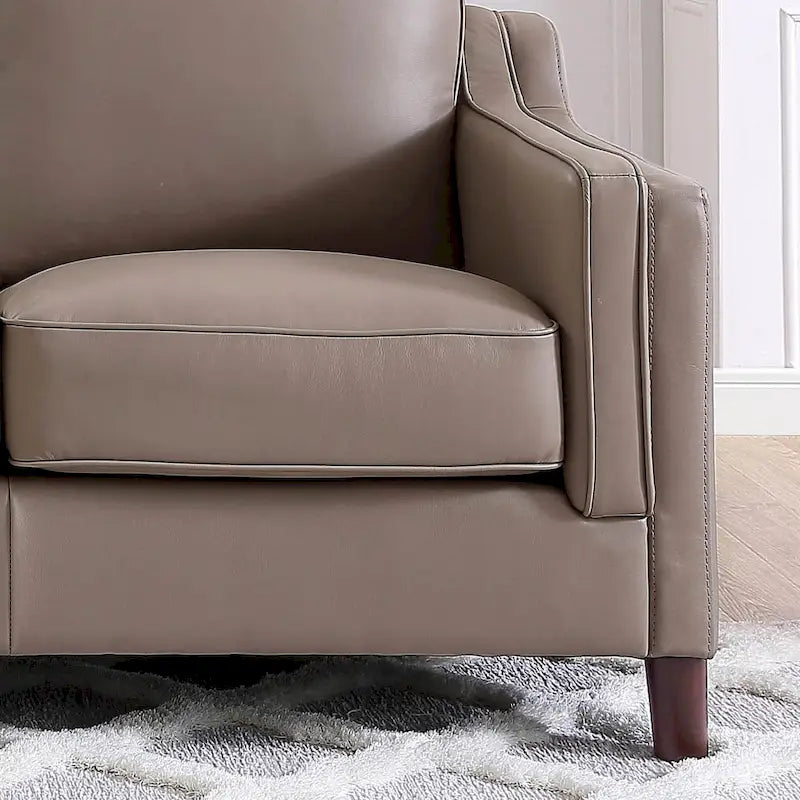 Feather/Memory Foam/Springs Top Grain Leather Sofa