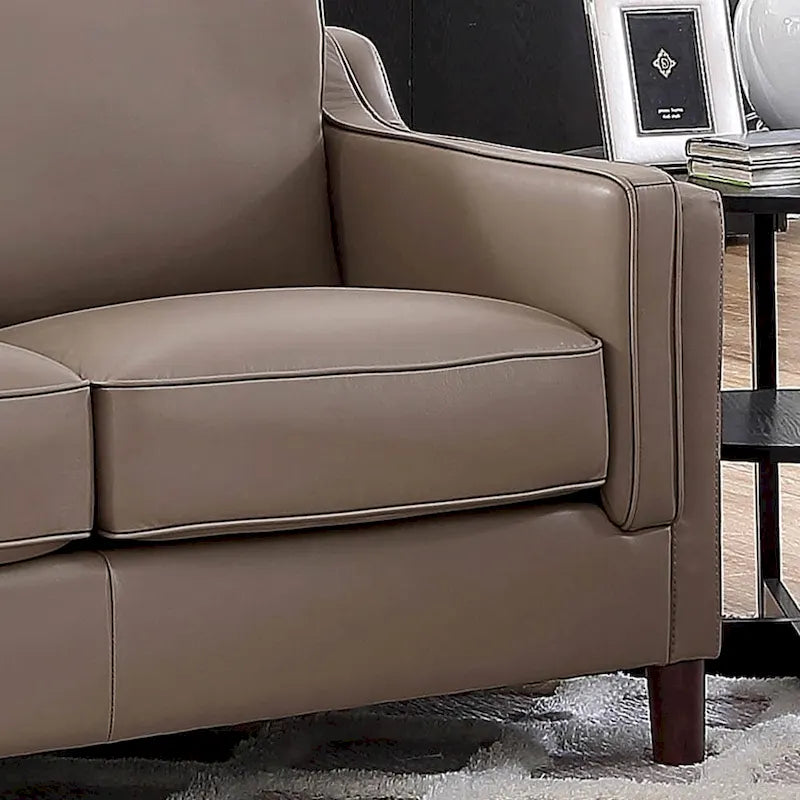 Feather/Memory Foam/Springs Top Grain Leather Sofa