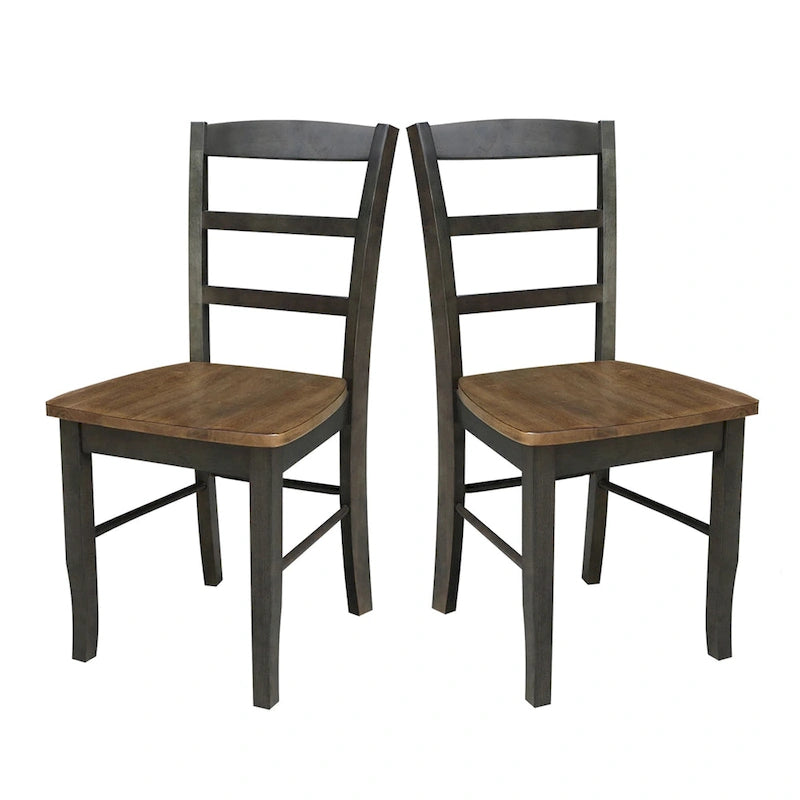 Solid Wood Ladderback Dining Chairs (Pair)