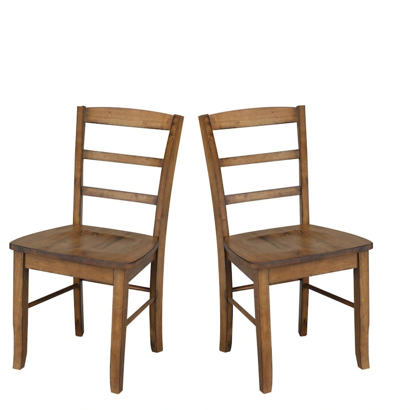 Solid Wood Ladderback Dining Chairs (Pair)