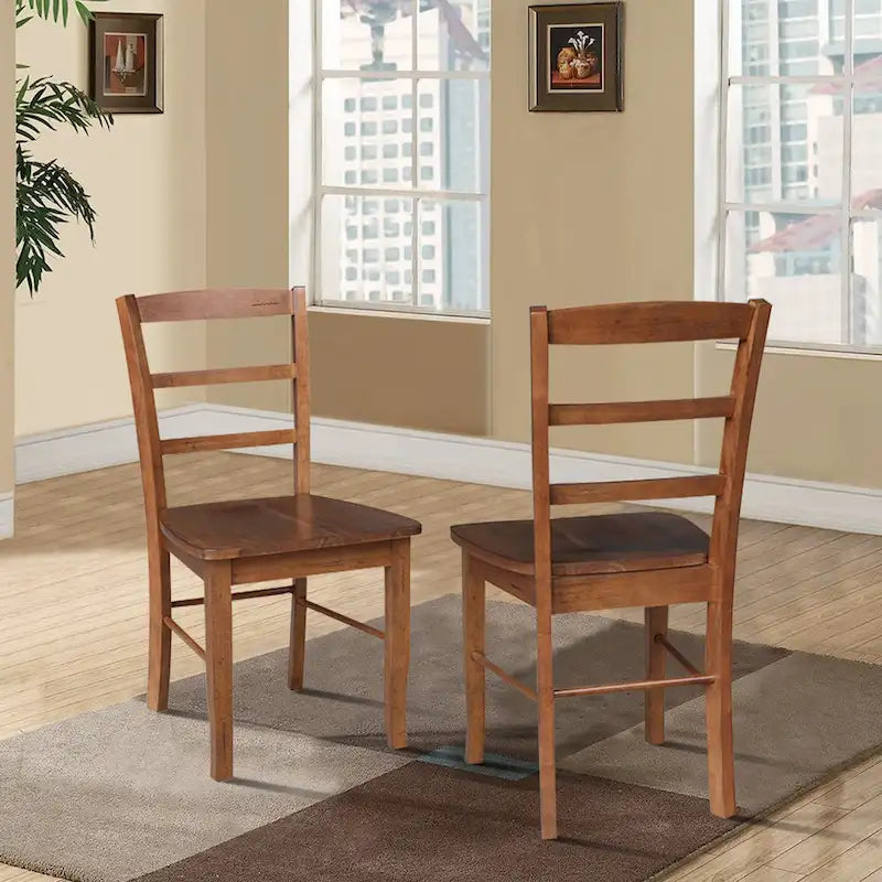 Solid Wood Ladderback Dining Chairs (Pair)