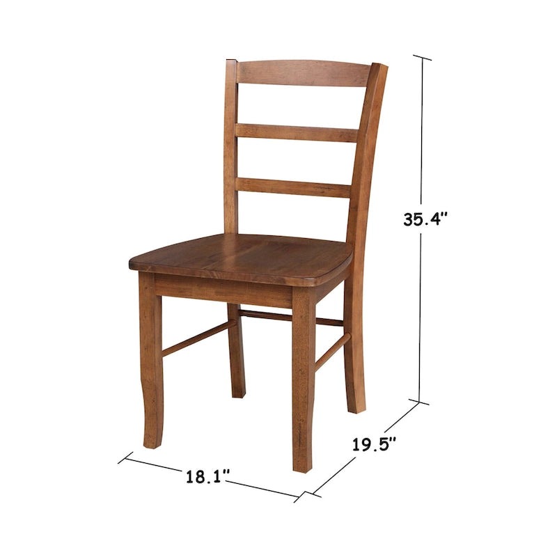 Solid Wood Ladderback Dining Chairs (Pair)