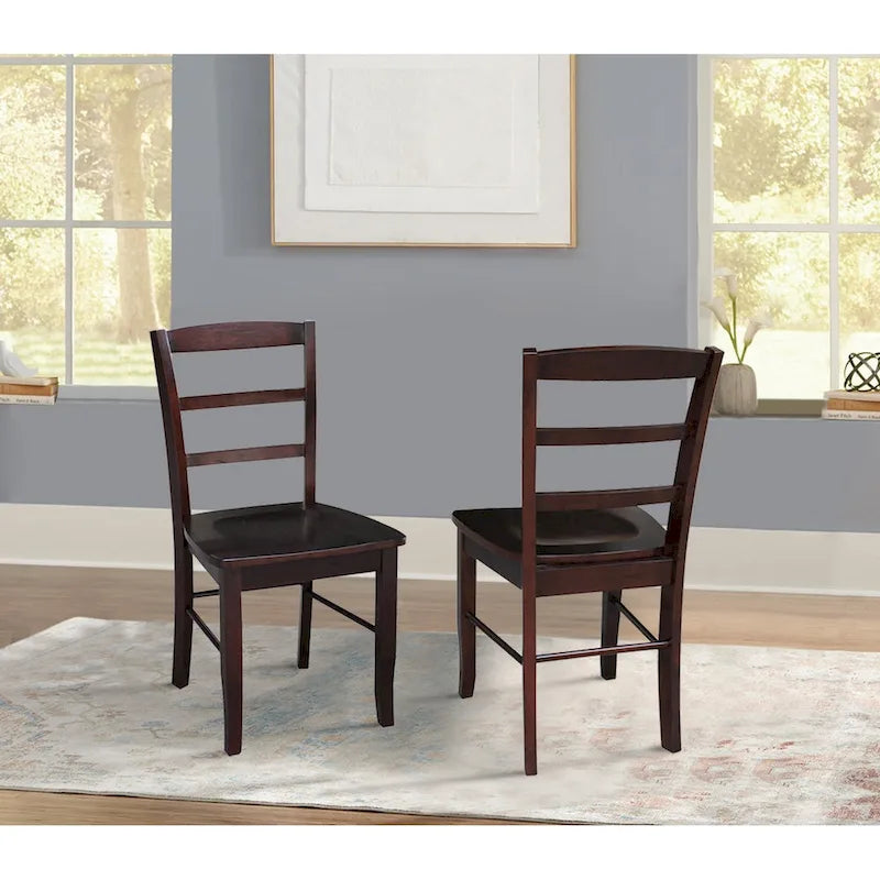 Solid Wood Ladderback Dining Chairs (Pair)