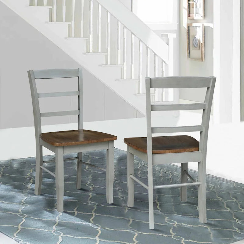 Solid Wood Ladderback Dining Chairs (Pair)