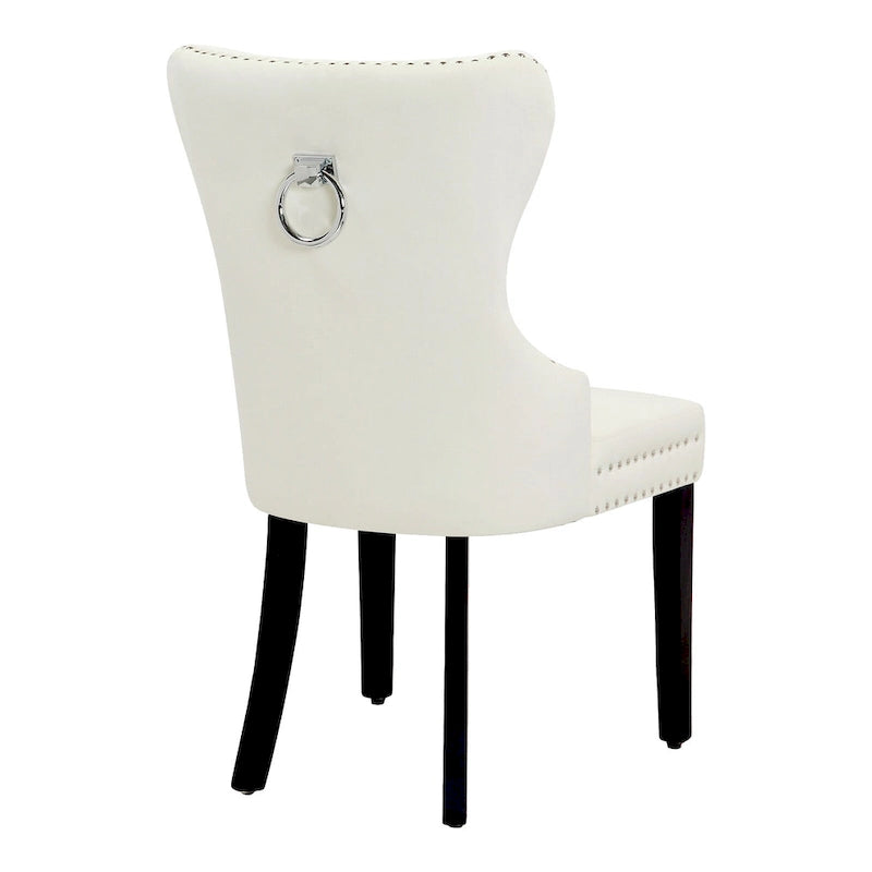 Tufted Wingback Dining Chairs (Four) with Nailhead and Ring Pulls
