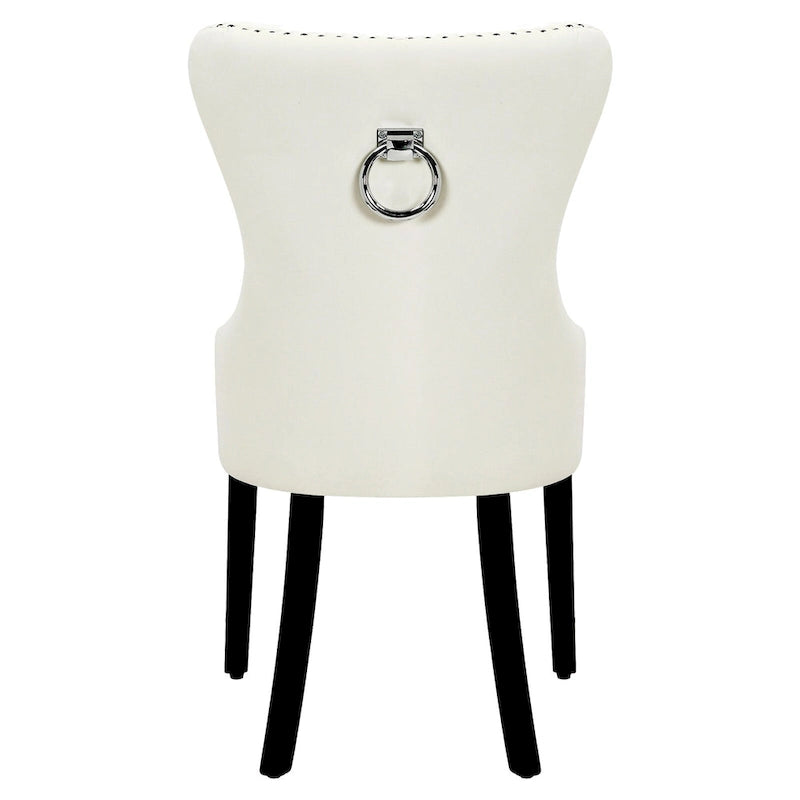 Tufted Wingback Dining Chairs (Four) with Nailhead and Ring Pulls