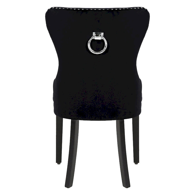 Tufted Wingback Dining Chairs (Four) with Nailhead and Ring Pulls