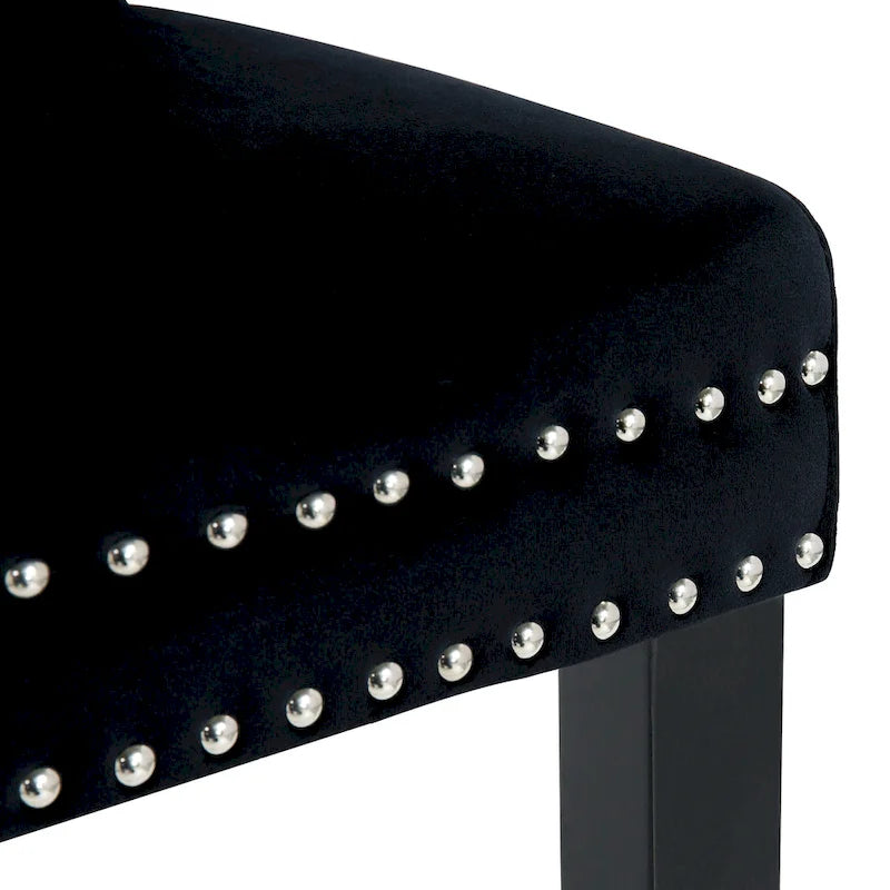 Tufted Wingback Dining Chairs (Four) with Nailhead and Ring Pulls