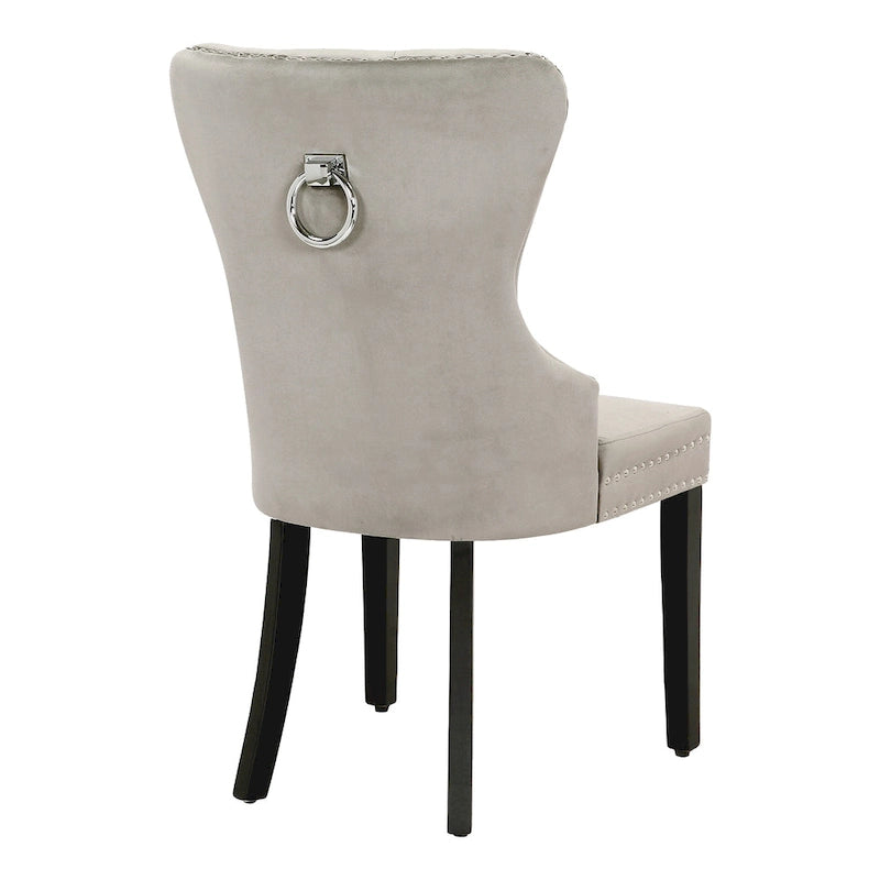 Tufted Wingback Dining Chairs (Four) with Nailhead and Ring Pulls