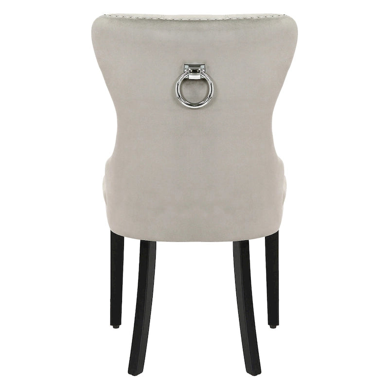 Tufted Wingback Dining Chairs (Four) with Nailhead and Ring Pulls