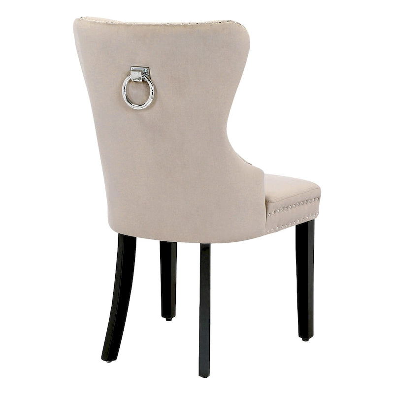 Tufted Wingback Dining Chairs (Four) with Nailhead and Ring Pulls