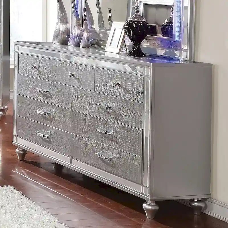 Modern 62-inch Wide Solid Wood 9-Drawer Dresser