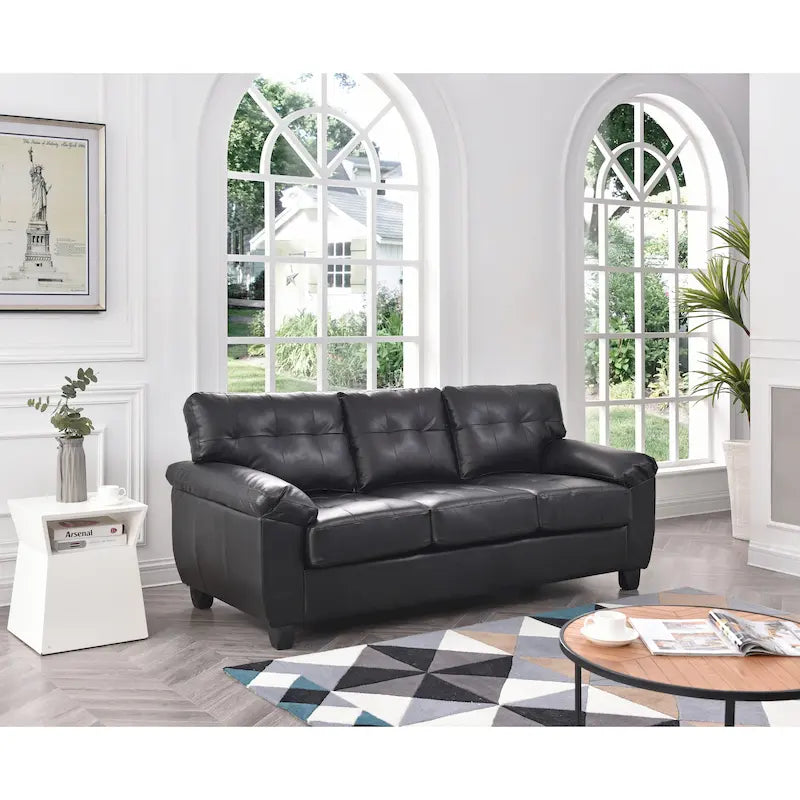 Faux Leather Sofa with Pillowtop Arms