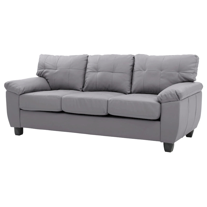 Faux Leather Sofa with Pillowtop Arms