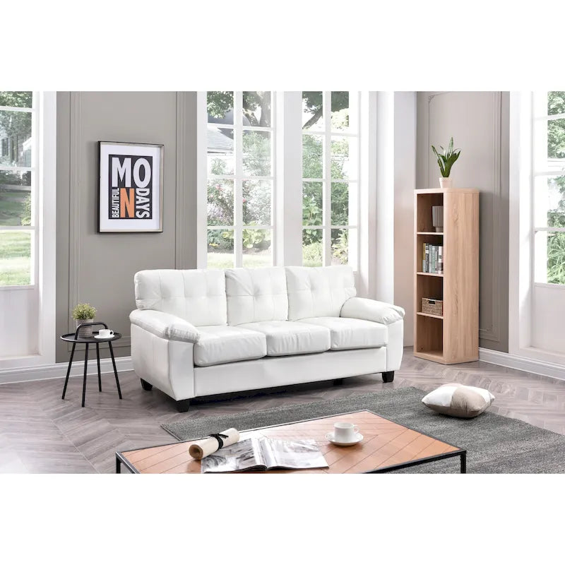 Faux Leather Sofa with Pillowtop Arms