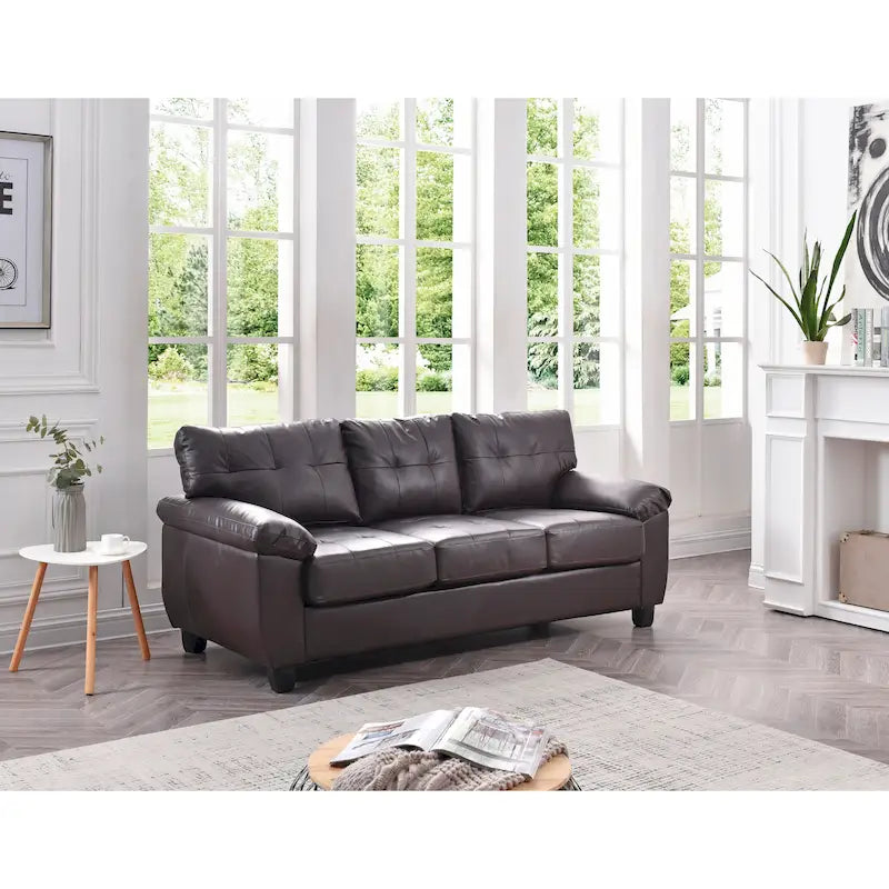 Faux Leather Sofa with Pillowtop Arms