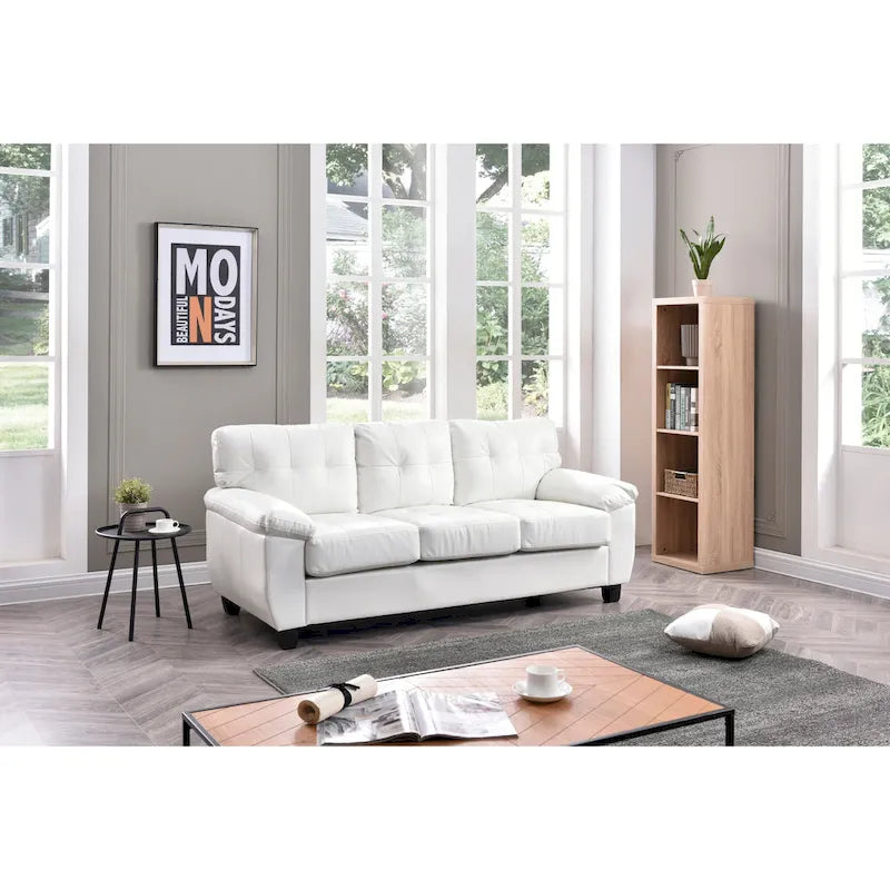 Faux Leather Sofa with Pillowtop Arms