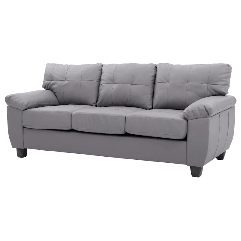 Faux Leather Sofa with Pillowtop Arms