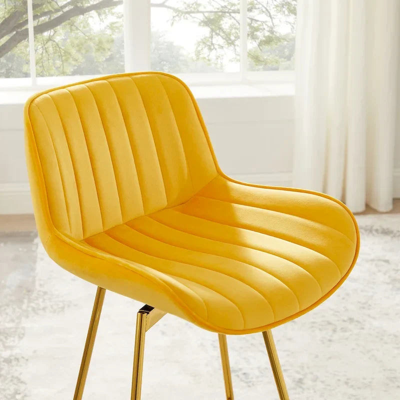 Modern Swivel Velvet Barstools (Pair)
