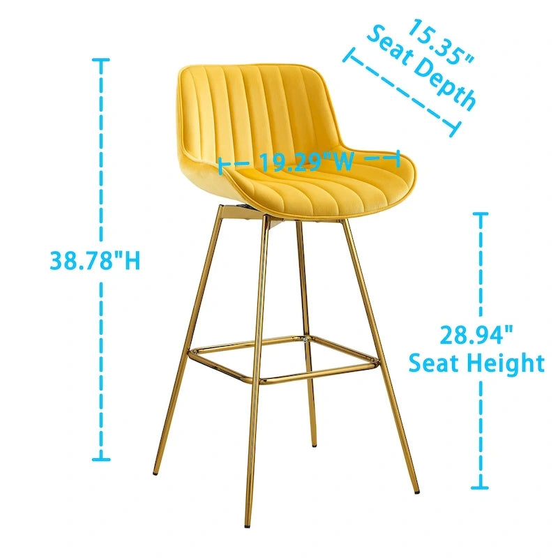 Modern Swivel Velvet Barstools (Pair)