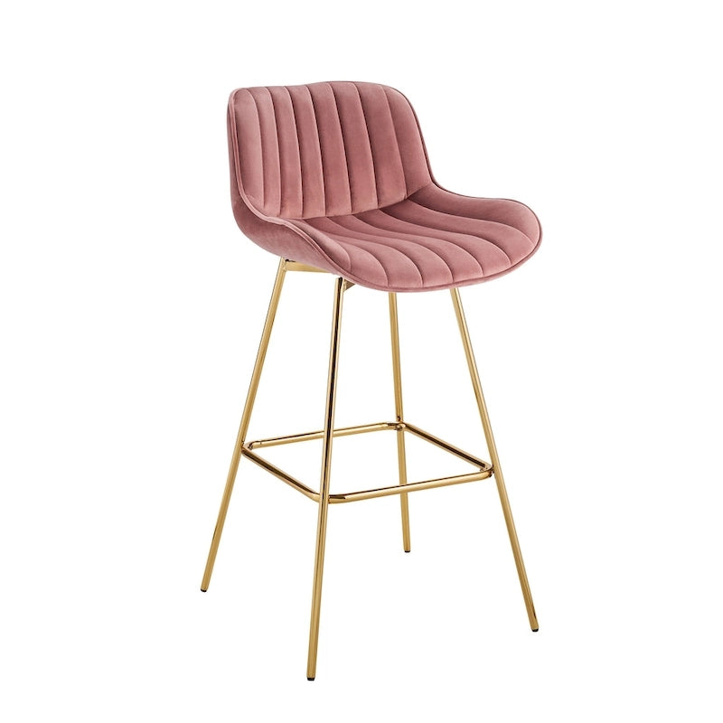 Modern Swivel Velvet Barstools (Pair)
