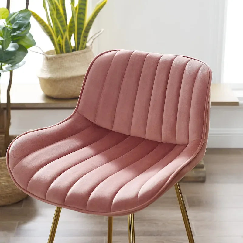 Modern Swivel Velvet Barstools (Pair)