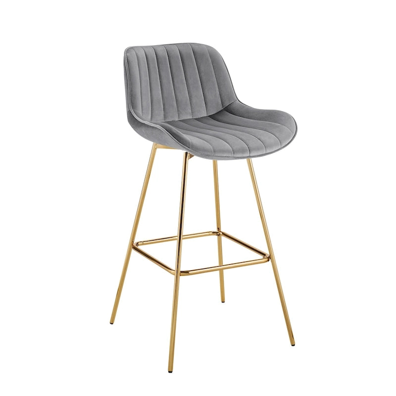 Modern Swivel Velvet Barstools (Pair)