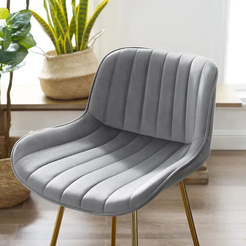 Modern Swivel Velvet Barstools (Pair)