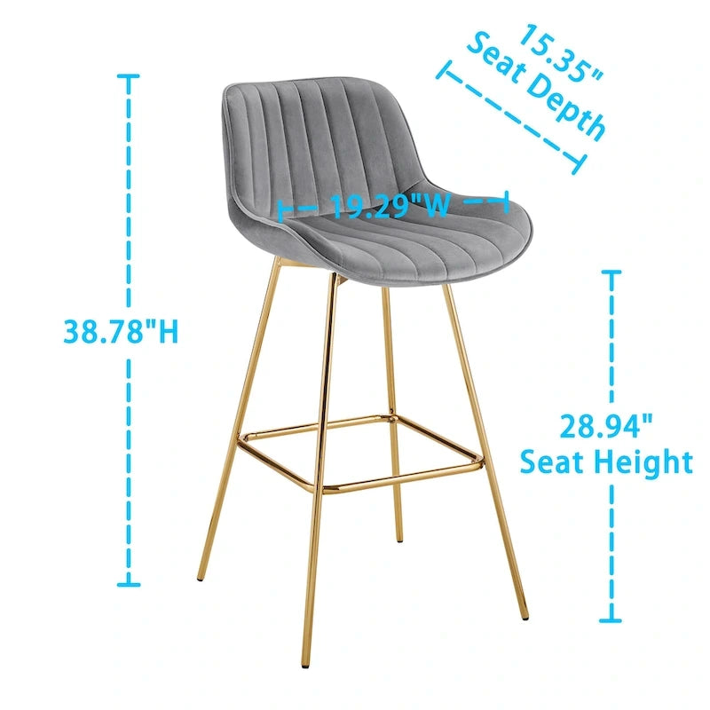 Modern Swivel Velvet Barstools (Pair)