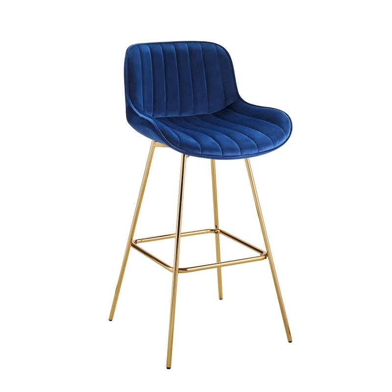 Modern Swivel Velvet Barstools (Pair)