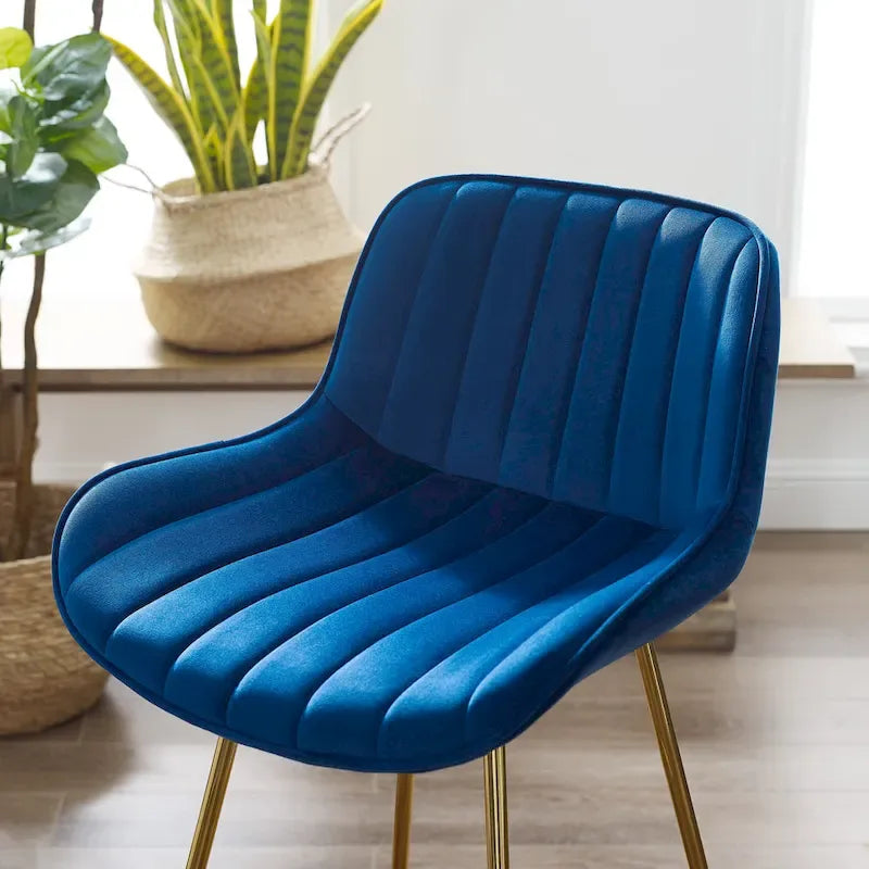 Modern Swivel Velvet Barstools (Pair)