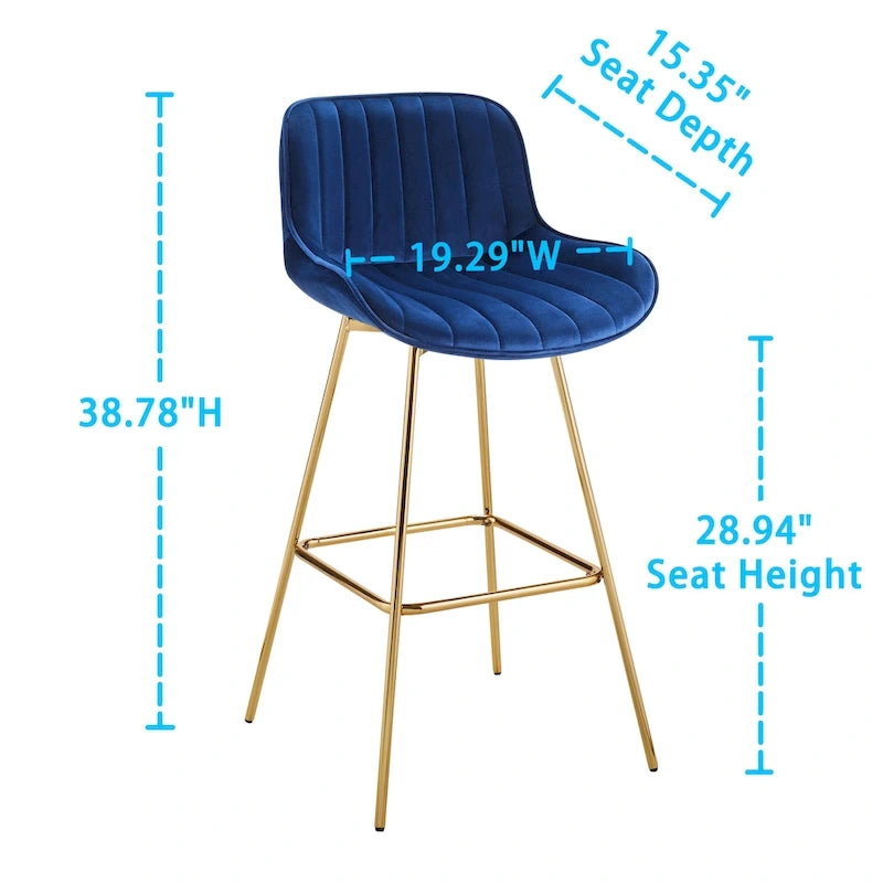 Modern Swivel Velvet Barstools (Pair)