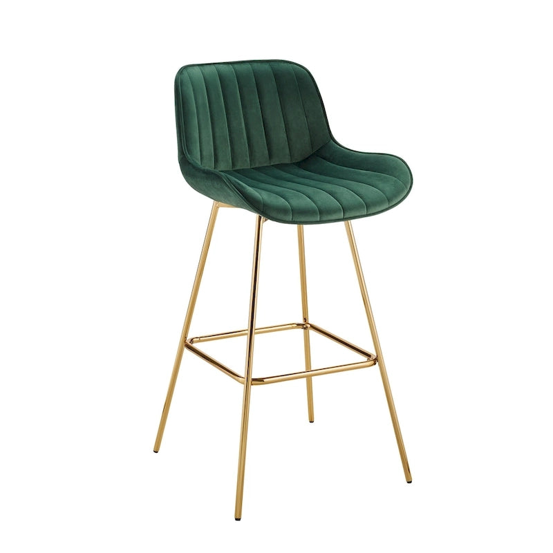 Modern Swivel Velvet Barstools (Pair)